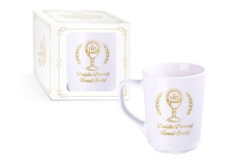 Kubek ceramiczny w kartoniku KOMUNIA KIELICH Z HOSTIĄ B1