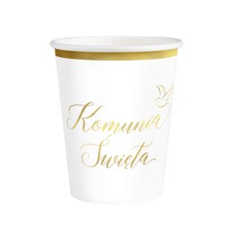 Kubek papierowy Komunia Święta biało-złoty 220 ml 6 szt. 161715