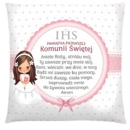 Poduszka Pamiątka I KOMUNII Świętej - Dziewczynka Różowa 3335-KOM3