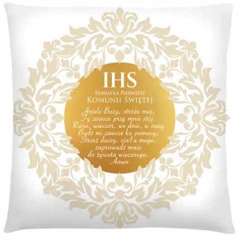Poduszka Pamiątka I KOMUNII Świętej - Złoty IHS 3335-KOM5
