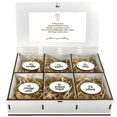 Pudełko dzielone na gadżety pieniądze KOMUNIA - Złoty IHS 3307-KOM5