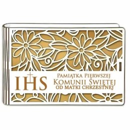 Pudełko na pieniądze banknotówka KOMUNIA - od MATKI CHRZESTNEJ - Ażur 3302A-KOM2Z-MC