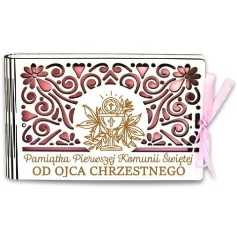 Pudełko na pieniądze banknotówka KOMUNIA- od OJCA CHRZESTNEGO - Ażur 3302A-KOM1R-OC