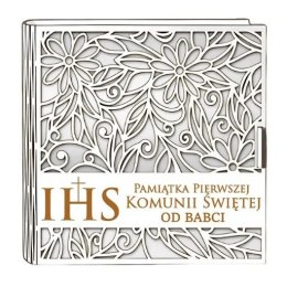 Pudełko na pieniądze kwadrat KOMUNIA - od BABCI - Ażur 3308A-KOM2B-B