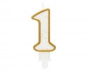 Świeczka B&C cyferka "1" złoty kontur