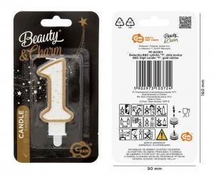 Świeczka B&C cyferka "1" złoty kontur