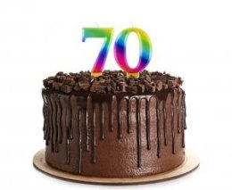 Świeczka B&C cyferka 7 Galaxy 8,0 cm tęczowa