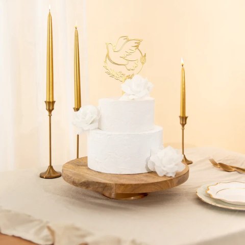 Topper Komunia Święta Gołąb lustrzany złoty 161777