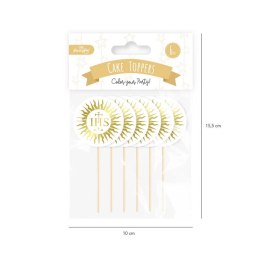 Toppery na tort komunijny IHS hostia biało-złote 6szt. 512287