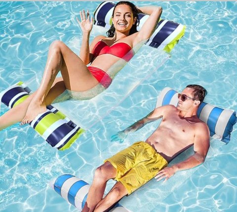 Dmuchany zielono niebieski materac do pływania Hamak wodny na basen i plażę SP0759 JZ