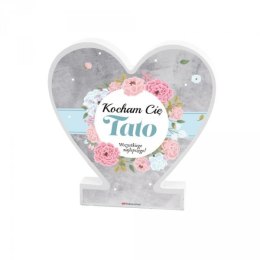 Drewniana tabliczka serce z podstawką wzbogacona lakierem UV z napisem 