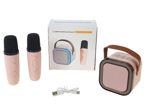 Karaoke, zestaw 2 mikrofonów z głośnikiem bluetooth 8,5 x 8,5 x 7cm z kablem USB