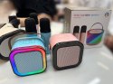 Karaoke, zestaw 2 mikrofonów z głośnikiem bluetooth 8,5 x 8,5 x 7cm z kablem USB