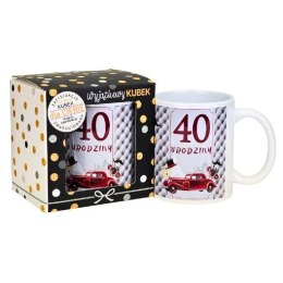 Kubek na 40 urodziny dla mężczyzny (bordowe auto) 3309-UR11-40