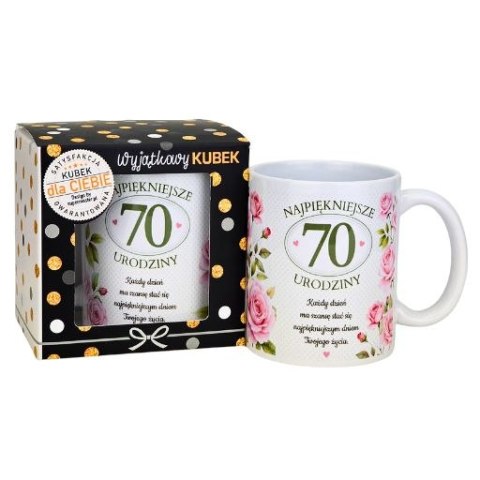 Kubek na 70 urodziny dla kobiety (róże) 3309-UR18-70