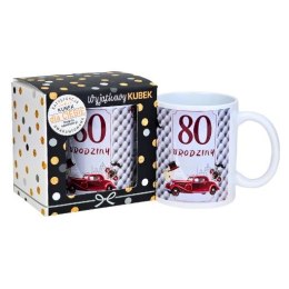 Kubek na 80 urodziny dla mężczyzny (bordowe auto) 3309-UR11-80
