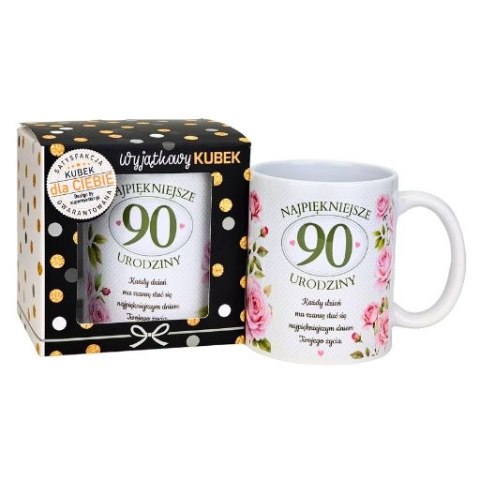 Kubek na 90 urodziny dla kobiety (róże) 3309-UR18-90