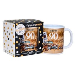 Kubek na 90 urodziny dla mężczyzny (brązowe auto) 3309-UR14-90