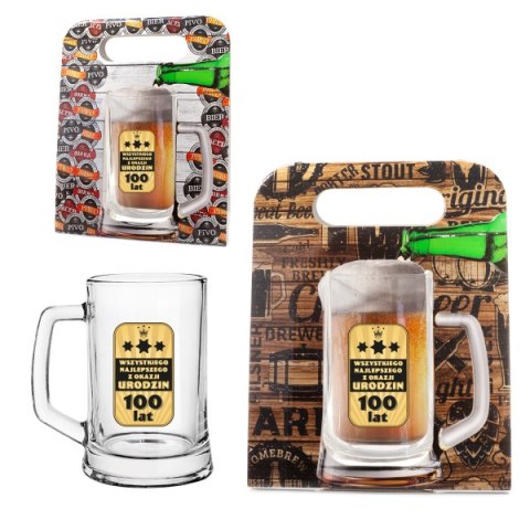 Kufel do piwa w ozdobnym opakowaniu "WSZYSTKIEGO NAJLEPSZEGO Z OKAZJI URODZIN" - 500ml