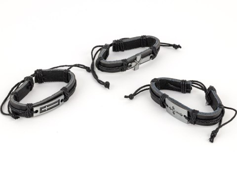 Zestaw bransoletek męskich ze skóry ekologicznej 12 szt B-2391