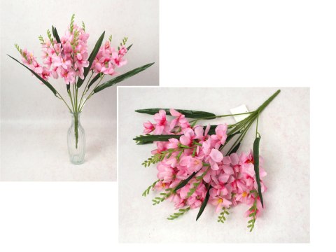 Bukiet FREZJA wys. 50 cm, 9 łodyg (kwiat 19x6 cm) RÓŻOWA WA-092C