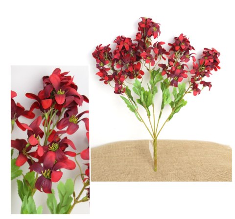 Bukiet HIACYNT 50 cm, 5 łodyg (kwiat 6x2 cm) CZERWONY MZ-030C