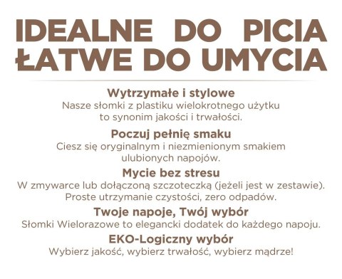 Słomki wielokrotnego użytku, czarne, 7,5 x 190 mm 200 szt. RW-CZ02