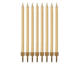 Świeczki urodzinowe z podstawkami, złote, 10 cm - 8 szt. PF-SUZL
