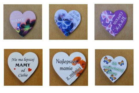 Serce 5szt. magnes 10 x 10 cm. MAMA