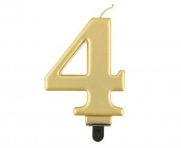 Świeczka B&C cyferka 4 metalik złota 8,0 cm PF-SCZ4