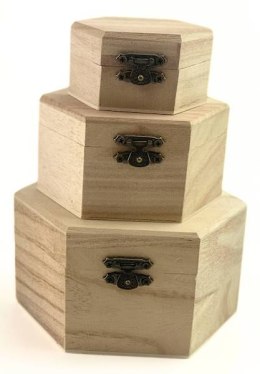 Szkatułki drewniane naturalne do decoupage 3szt.