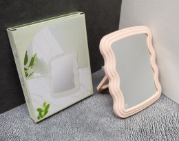 Lusterko lustro plastikowej falowanej ramie prostokątne 18x14 cm RÓŻOWE jednostronne ZYT-50508