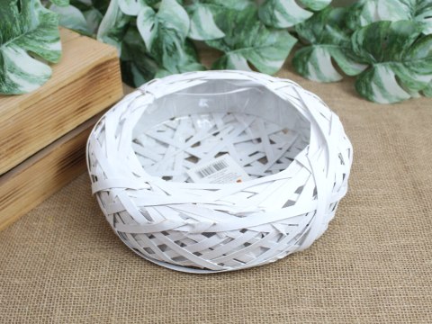Osłonka wiklinowa rattanowa z plastikowym wkładem OKRĄGŁA 30 x 7 cm - BIAŁA MRY-16-30
