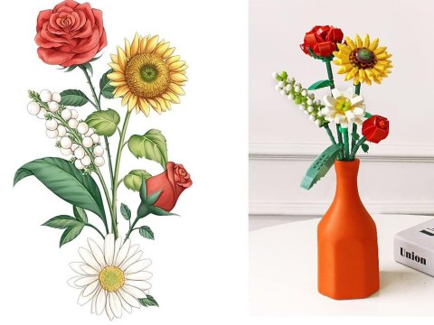 Klocki konstrukcyjne bukiet kolorowych kwiatów 568ele ZA5346