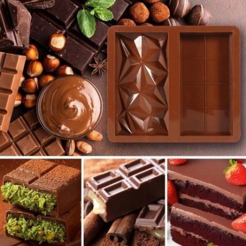 Silikonowa forma do czekolady 2w1 - domowy zestaw do tworzenia czekolady dubajskiej 21 x 19cm podwójna PID1650