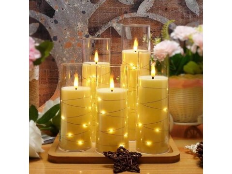 Świeczka led w obudowie z płomieniem - 17,5cm AEA-7067