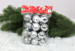 Bombki plastikowe 3 cm SREBRNE kpl. 12szt. ENX-50502S