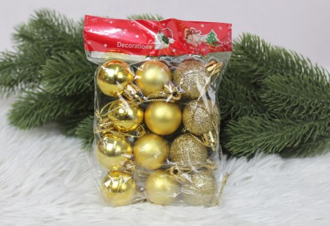 Bombki plastikowe 3 cm ZŁOTE 12szt. ENX-50502G