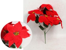 Bukiet gwiazda betlejemska poinsecja welurowa wys. 38 cm, 5 łodyg (5 kwiatów 20 cm) CZERWONA MH-043