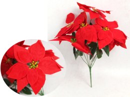 Bukiet gwiazda betlejemska poisecja welurowa wys. 40 cm 7 łodyg (7 kwiatów 20 cm) CZERWONA MH-044