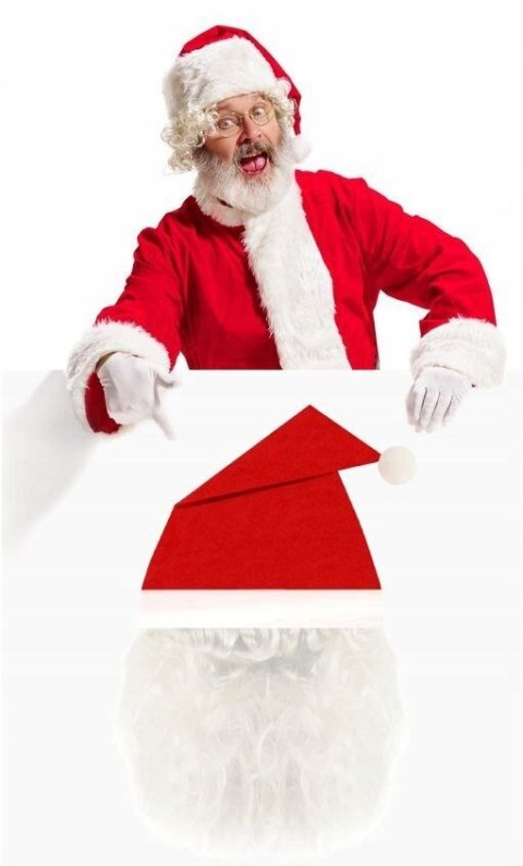 Czapka + broda Mikołaja świąteczna święta Mikołaj 2w1