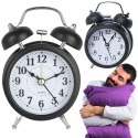 Duży retro budzik tradycyjny czytelny analog zegarek alarm zegar czarny O9