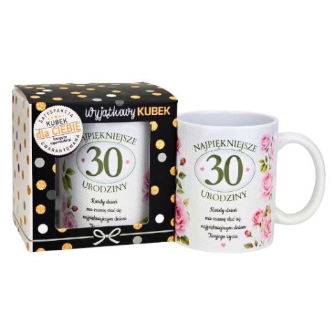 Kubek na 30 urodziny dla kobiety (róże) 3309-UR18-30