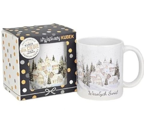 Kubek świąteczny Boże Narodzenie Domki białe | 3309BN16