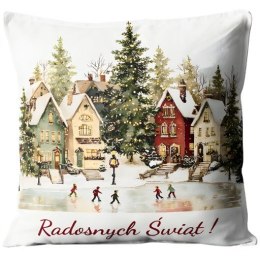Poduszka świąteczna Boże Narodzenie DOMKI ślizgawka | 3335BN15B