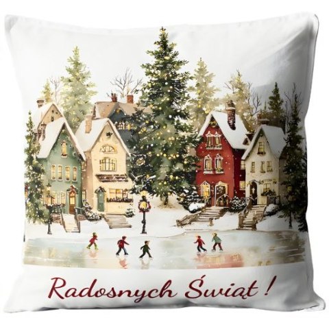 Poduszka świąteczna Boże Narodzenie DOMKI ślizgawka | 3335BN15B