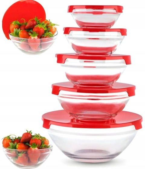 Pojemniki szklane na żywność miski zestaw pojemników z pokrywkami 5 szt.