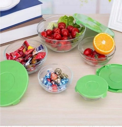 Pojemniki szklane na żywność miski zestaw pojemników z pokrywkami 5 szt.