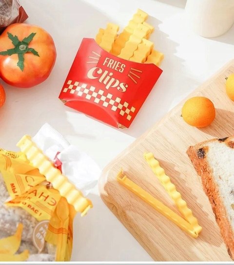 Zamykacze do żywności klipsy do zamykania opakowań magnes na lodówkę 12szt. FRYTKI