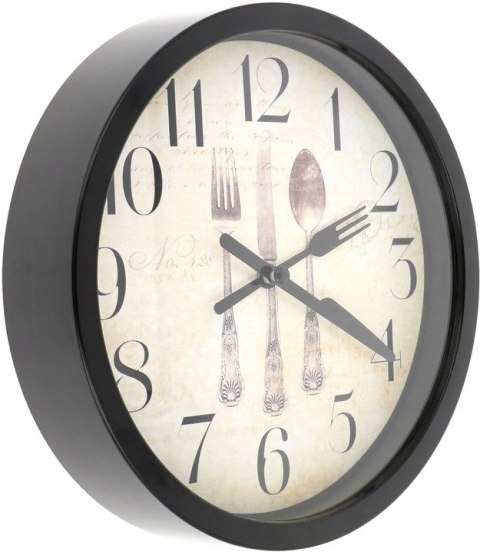 Zegar ścienny okrągły retro zegarek na ścianę stylowy kuchenny czarny 20cm V2